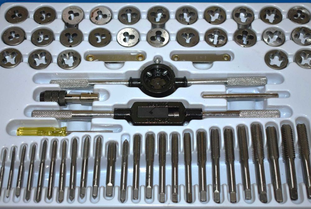 Zestaw metrycznych i calowych gwintowników i narzynek 60 szt. HSS