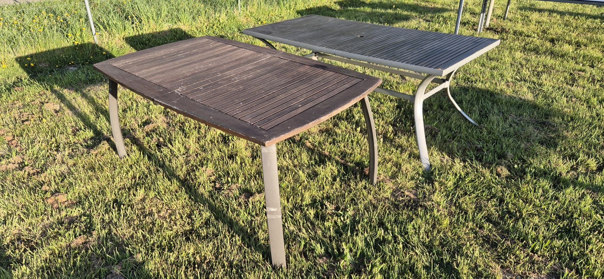 Stół ogrodowy tarasowy zewnętrzny drewniany blat aluminiowy stelaż