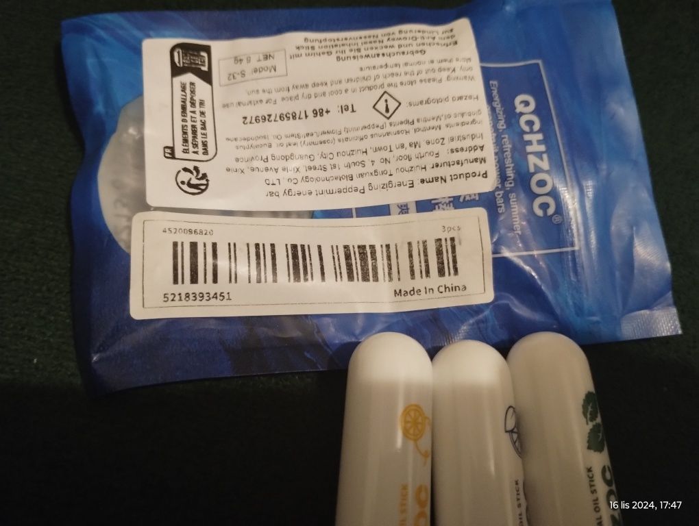 3 sztuki essential oil stick