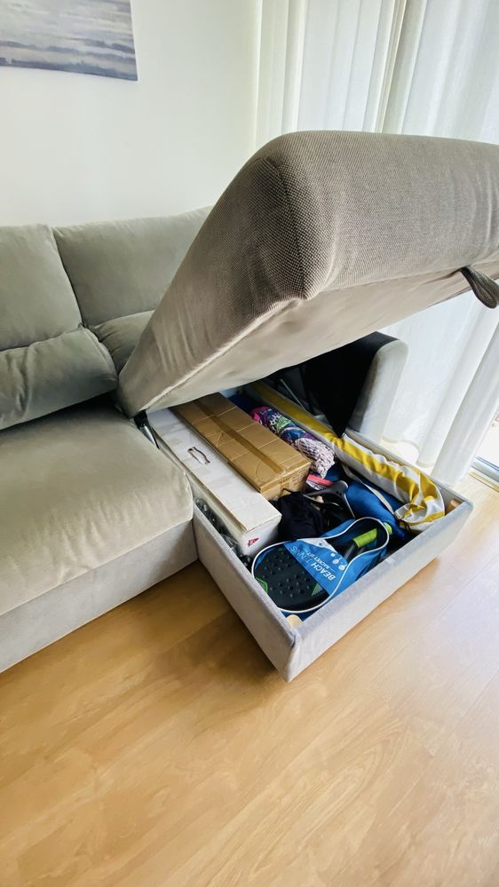 Sofa 3 lugares com chaise IKEA Eskilstuna cinza claro
