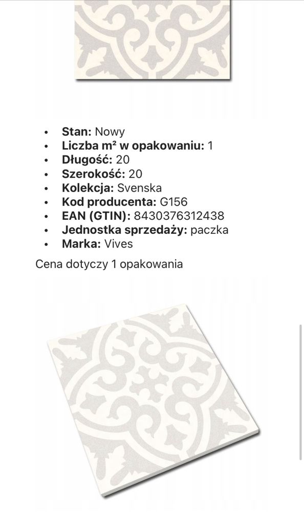Gres 20x20 opakowanie m2 Vives