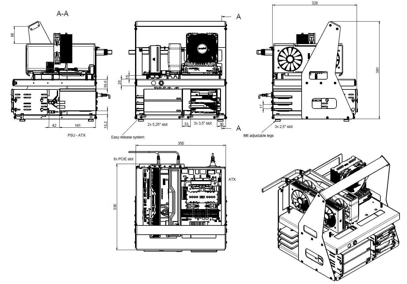 Obudowa P-CASE 8 ATX RAW najlepszy test bench na rynku ! Profesjonalny