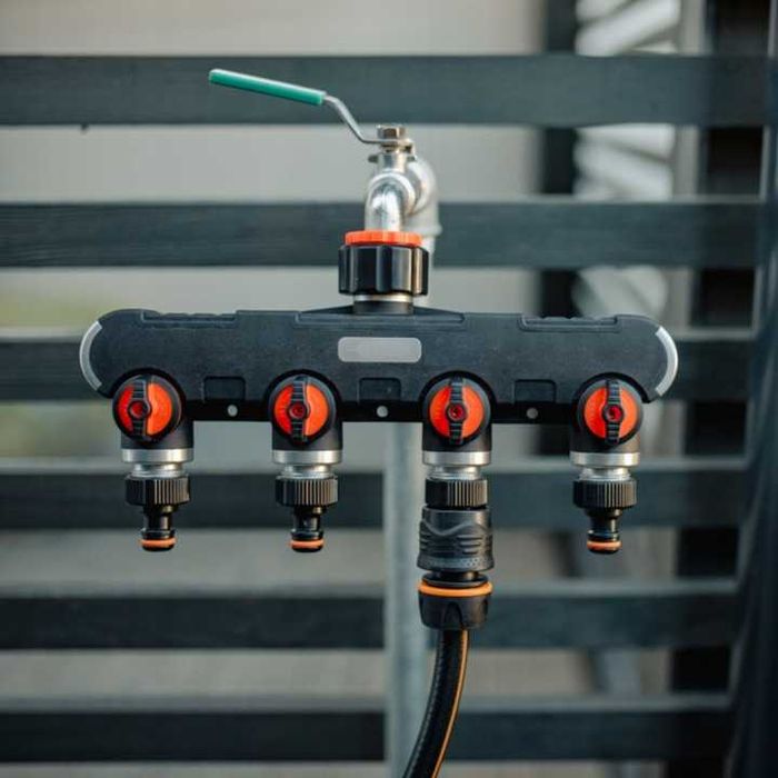 Rozdzielacz Na Kran Ogrodowy Do Wody 4-drożny Zawory Gw 1" Na Gw 3/4"