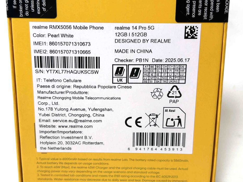 Realme 14 Pro 5G 12 GB/512 GB Pearl White (zaplombowany)