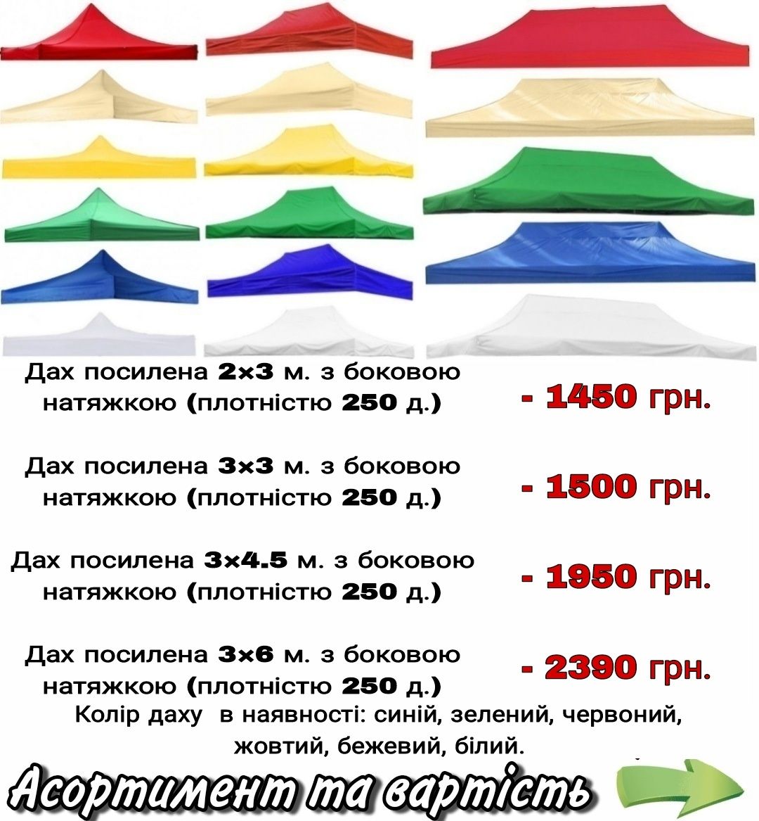 Шатер, палатка, намет 3х4.5 м. чорний каркас  посилений