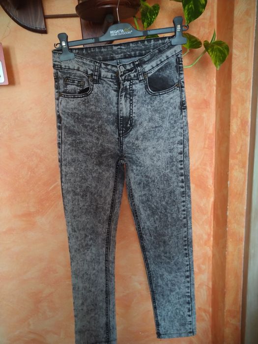 Spodnie wysoki stan r. S szare