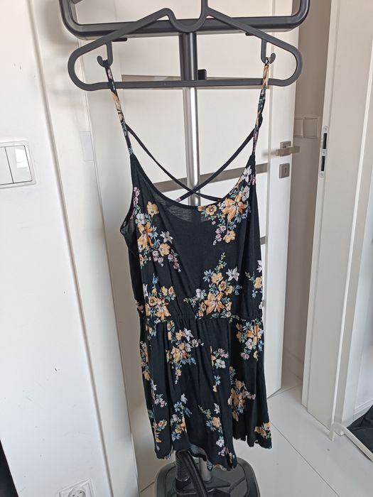 Kombinezon krótki h&M kwiaty Boho czarny M 38 10