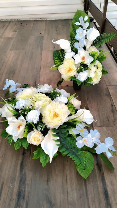 Wiązanka duża XL z bukietem na cmentarz stroiki kompozycja 90cm