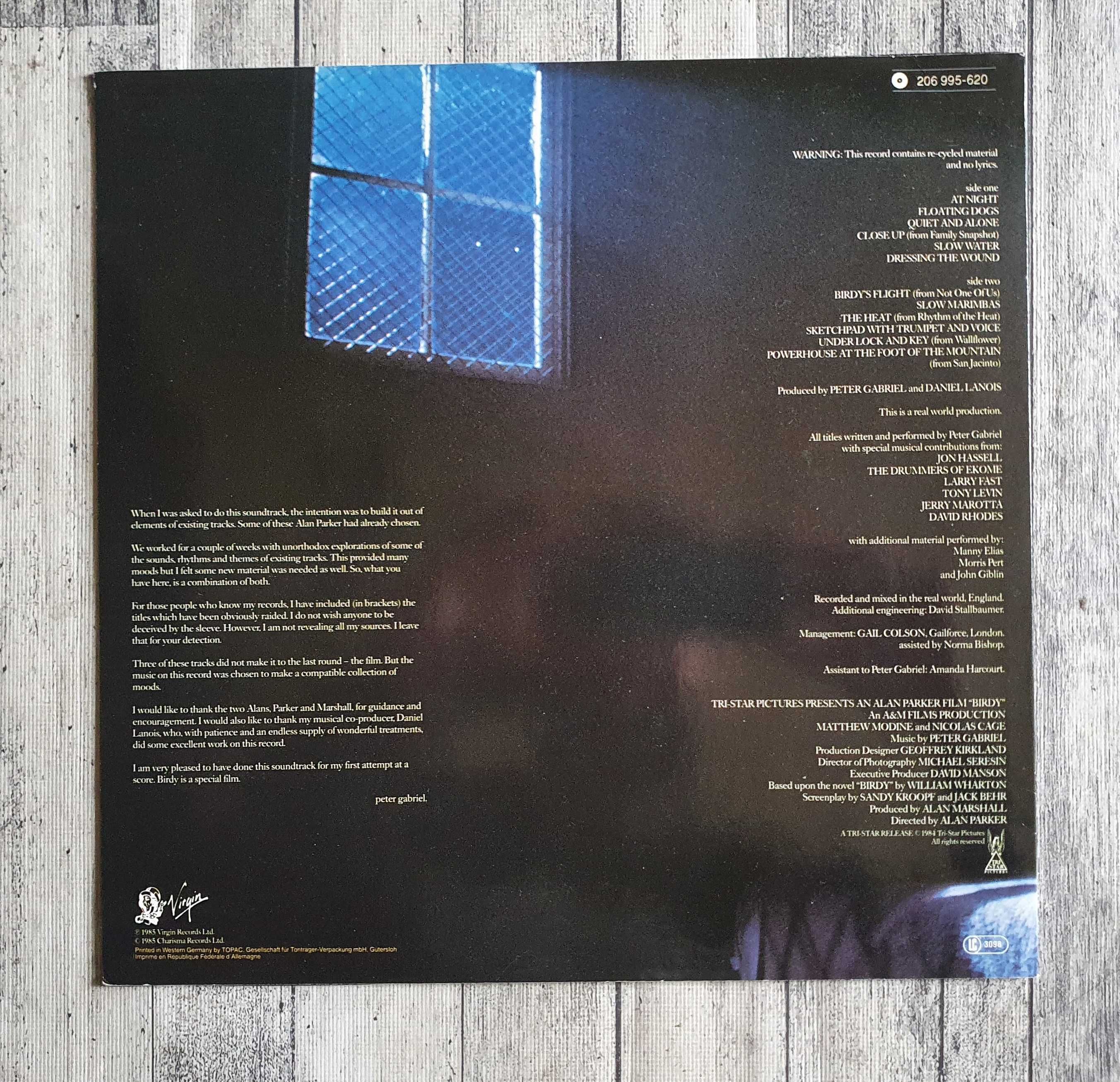 Birdy Music From The Film by Peter Gabriel Soundtrack LP 12