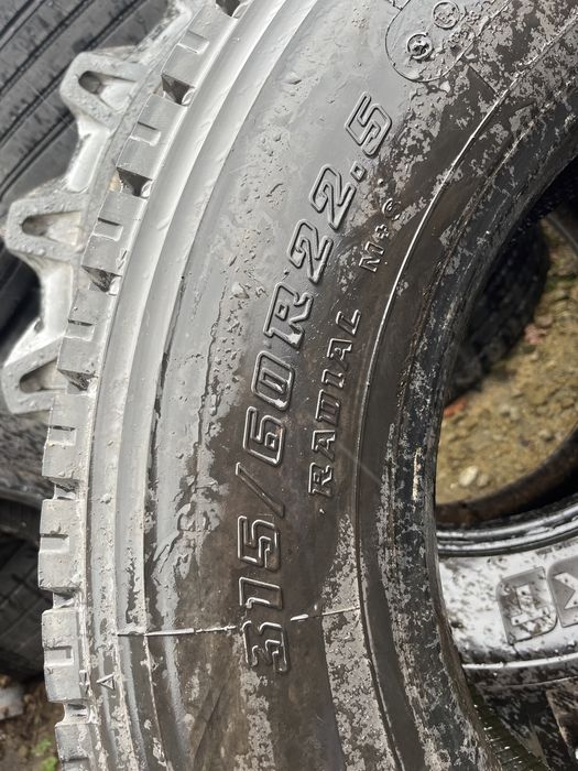 315/60/22,5 bridgestone m749 napęd idealny stan 14,5mm 1szt