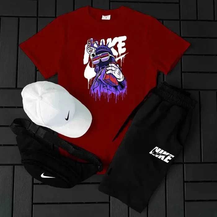 Спортивный костюм мужской летний Футболка Шорты Кепка Сумка Nike Найк