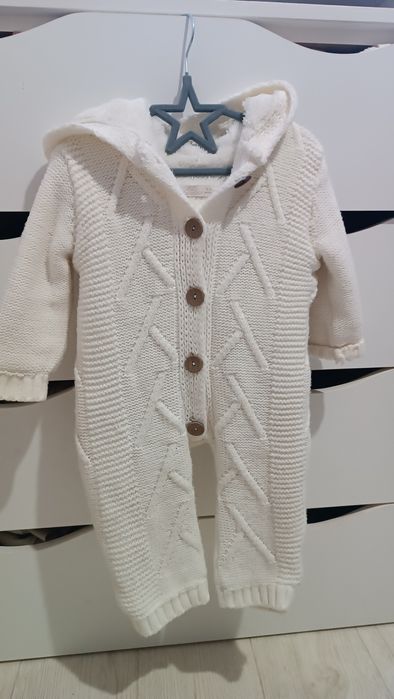 Комбінезон весняний caramini в'язаний білий 6-9-12 місяців