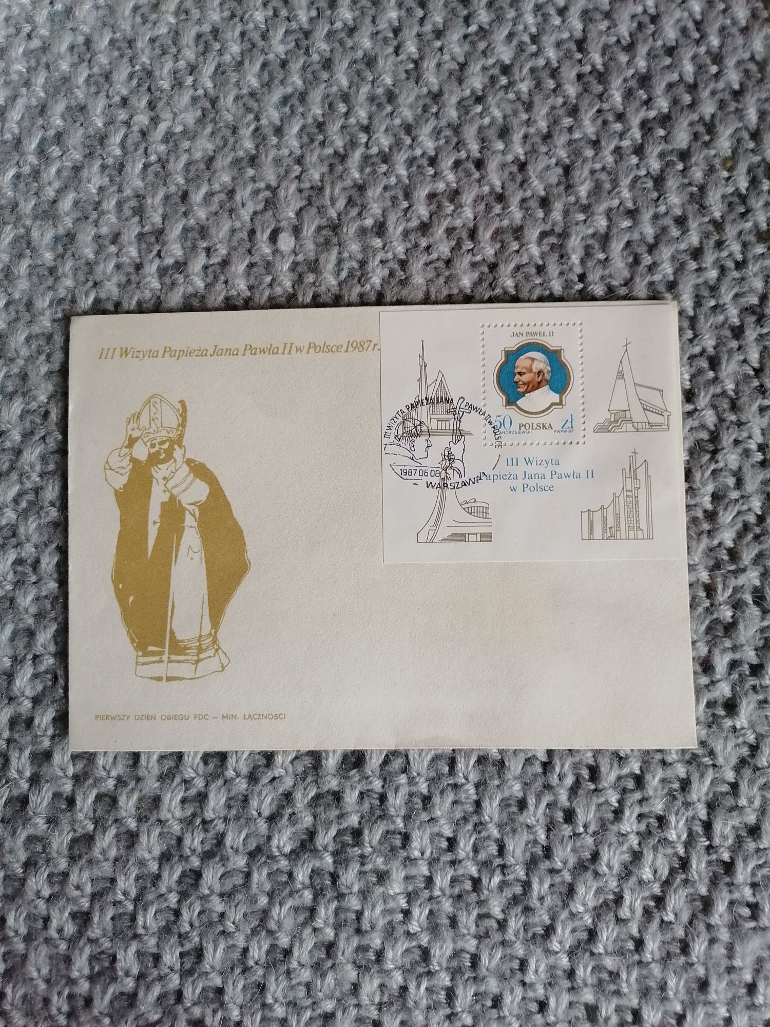 koperty znaczki pocztowe Jan Paweł II PRL 1987 r.