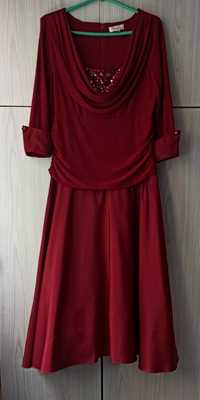 Bordowa czerwona suknia balowa wesele komunia święta retro vintage