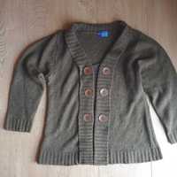 Moda & More Swetry Luźny Sweter oversize Zapinany Na Guziki Khaki L/XL