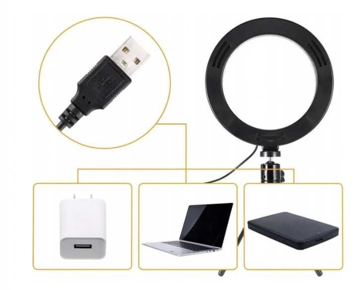 Duża Pierścieniowa Lampa LED do Makijażu,statyw Tripod, regulowana