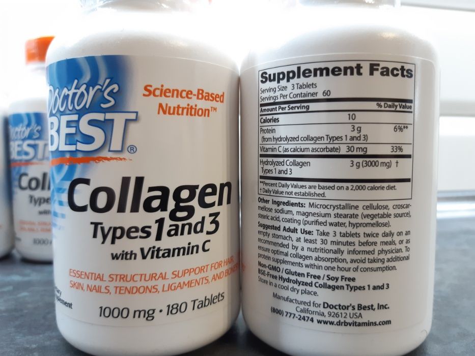 Doctors Best, Collagen Types 1 and 3 (180 таб.), коллаген тип 1 и 3