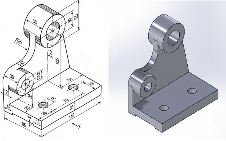 Modelação 3D e renderização 3D de peças