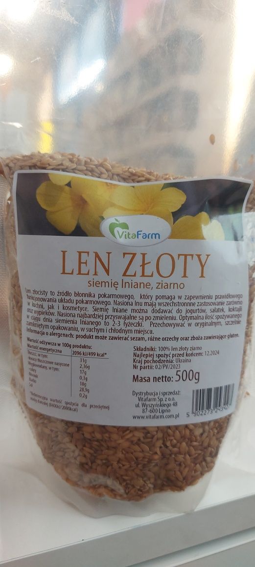 Len złoty siemie lniane ziarno 500g