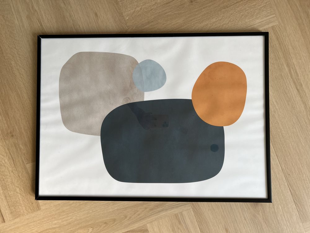 DESENIO geometeic plakat obraz abstract musztardowo szary 50x60 xl