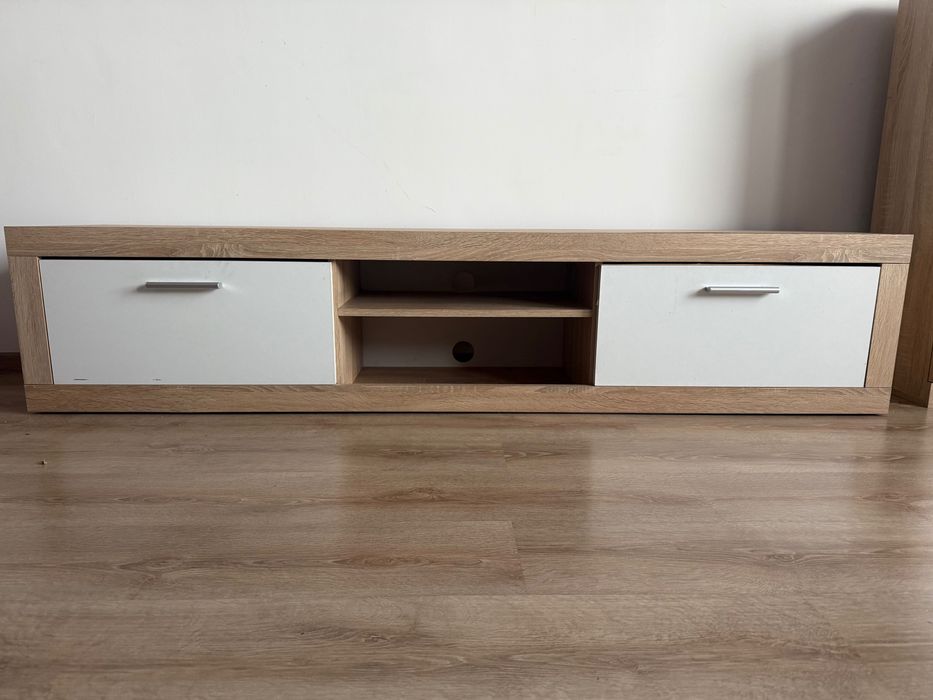Szafka rtv pod telewizor dąb sonoma + biały