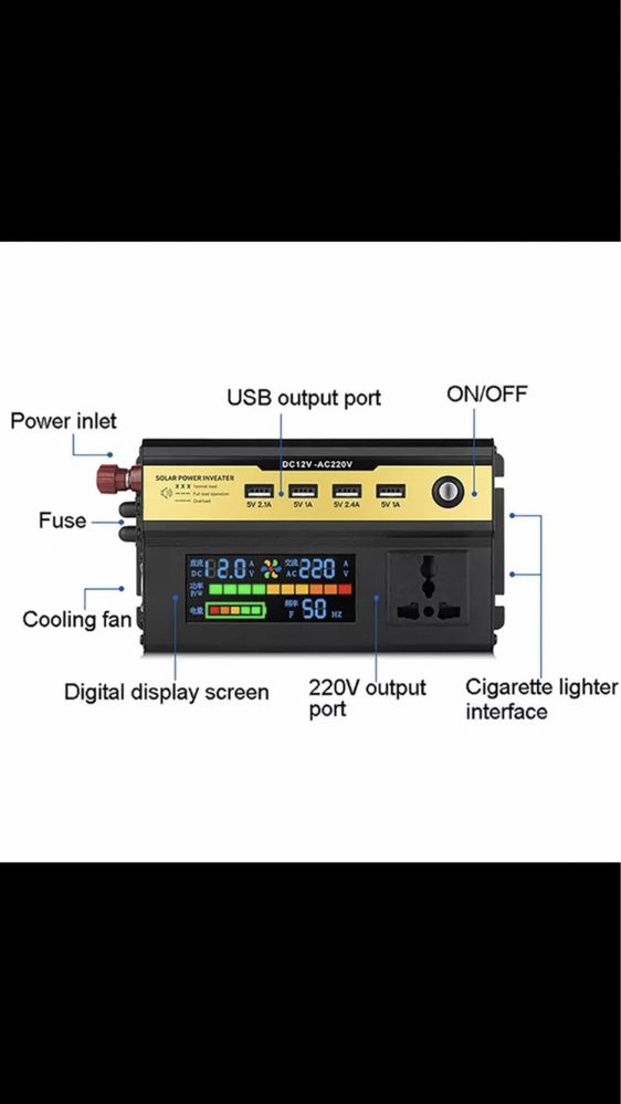 Інвертор 3000W з дисплеєм та захистом