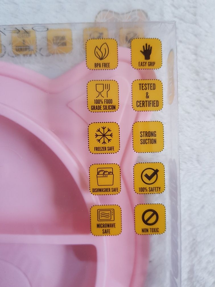 Nowy talerz silikonowy smiki świnka różowy prezent