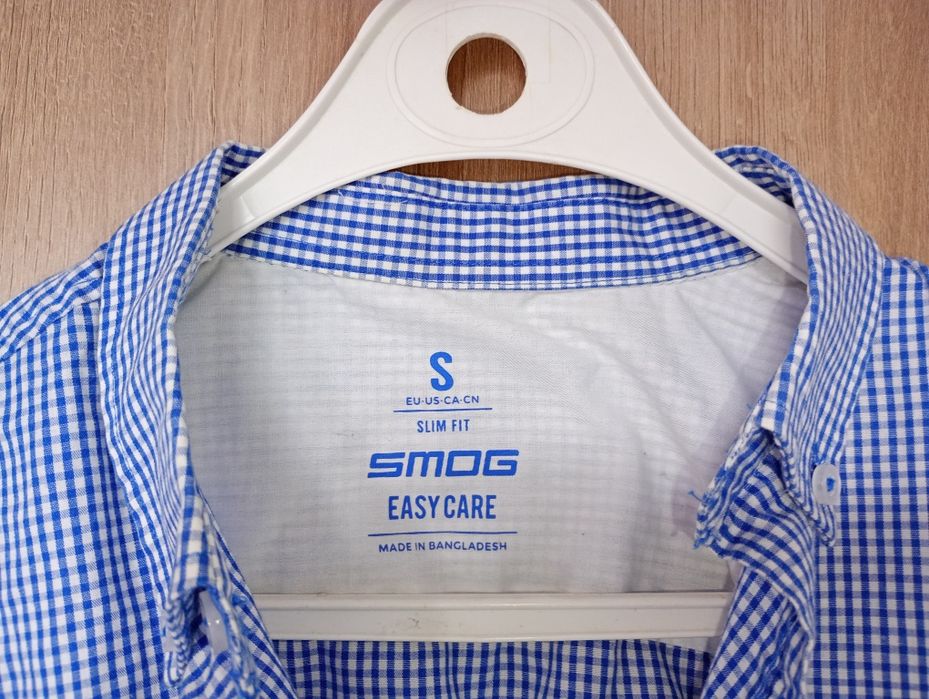 Koszula z długim rękawem w kratkę kratę niebieska biała smog