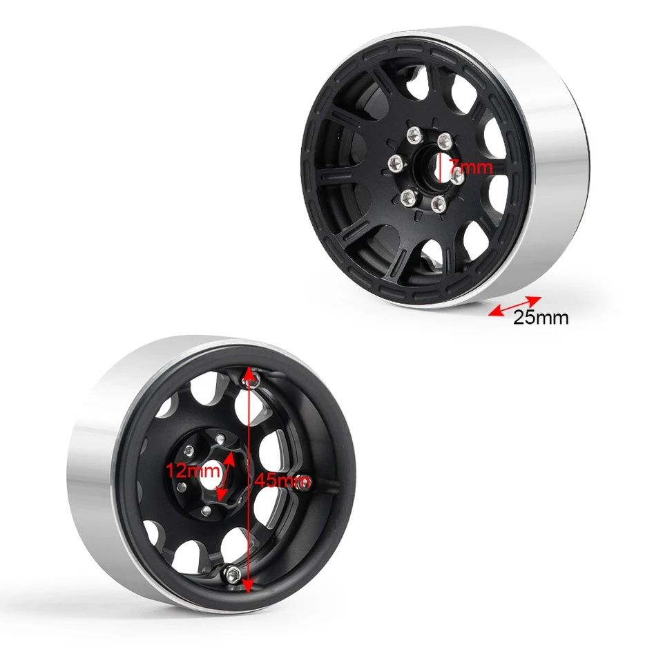 4 aluminiowe felgi beadlock do modelu rc 1.9" czarne TRAXXAS AXIAL MST
