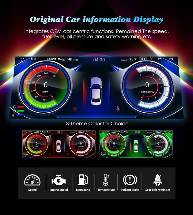 Auto Rádio  Android 14 Classe B W246 e Classe E W207 12.3" (2 Portas)