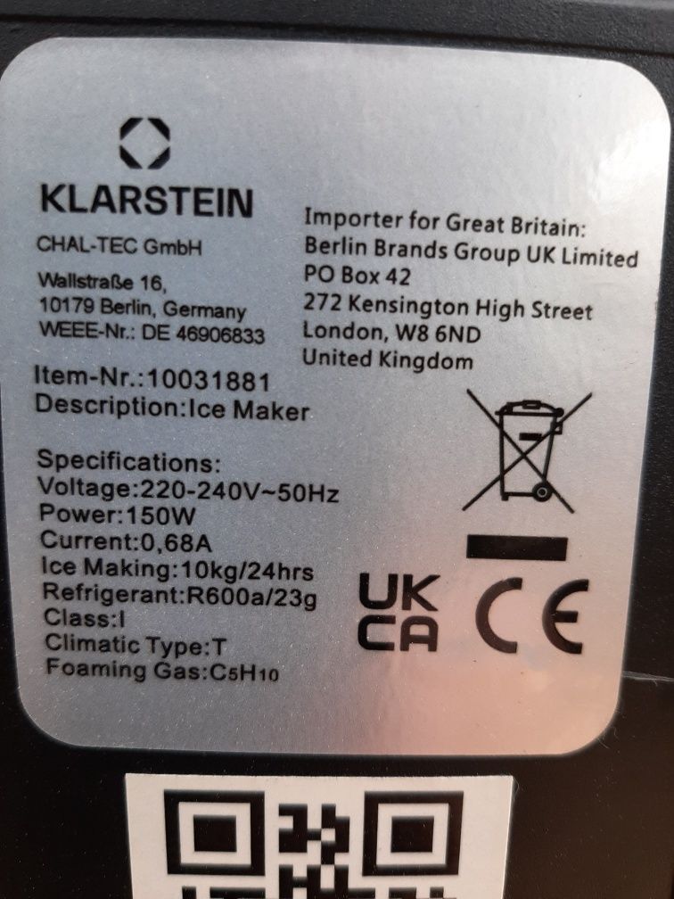 Льдогенератор Klarstein Metropolitan