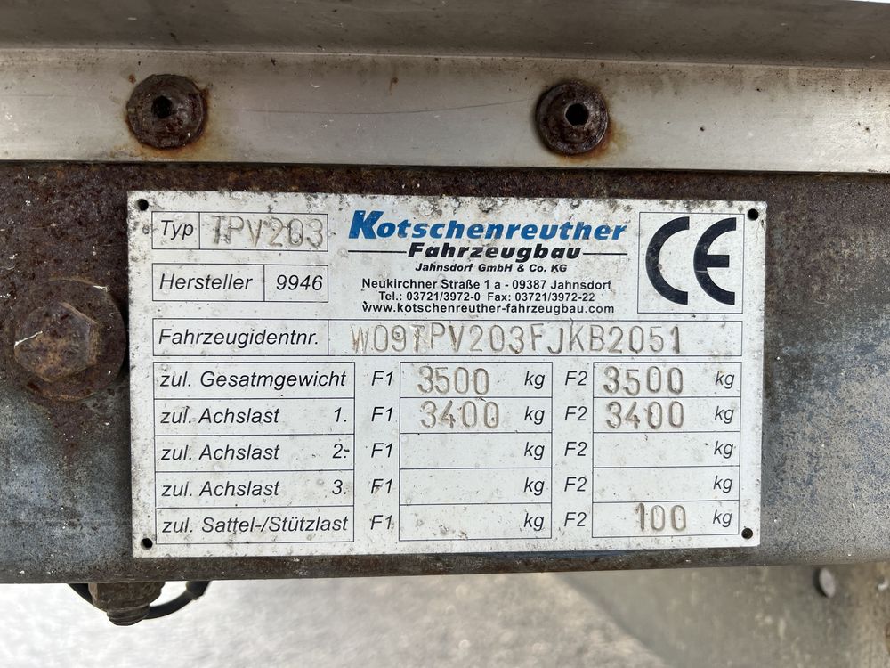 Прицеп Двохосьний Kotschenreuther Тент Штора Причеп Причіп