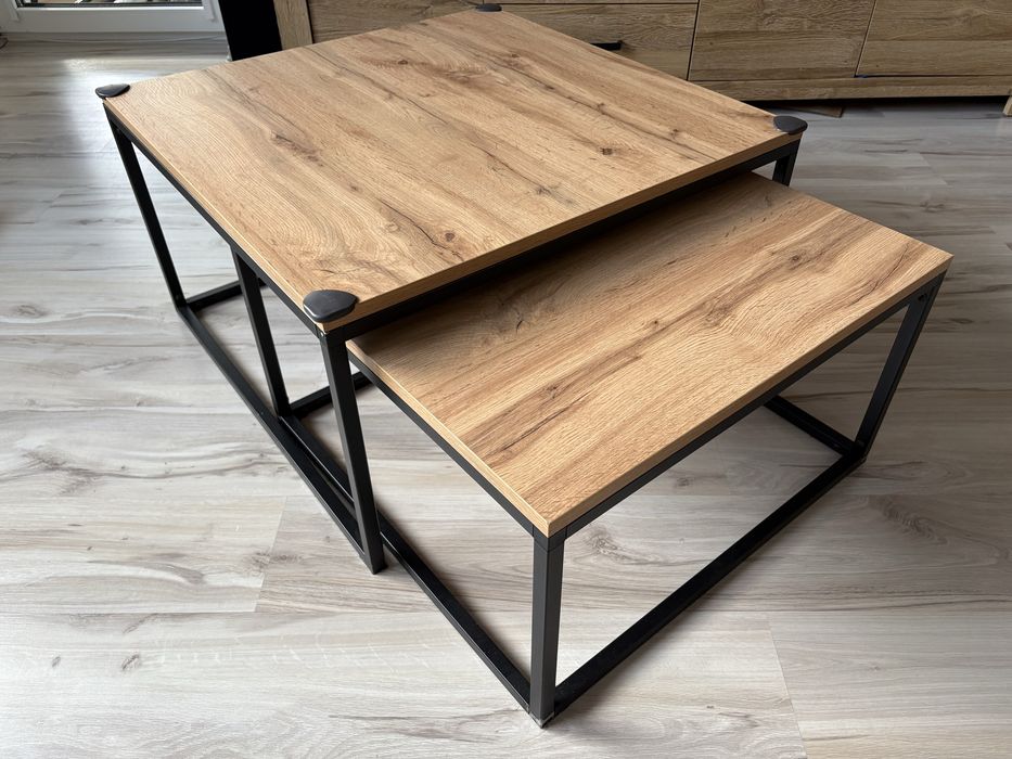 Sfolik kawowy drewniany stoliki komplet dab wotan