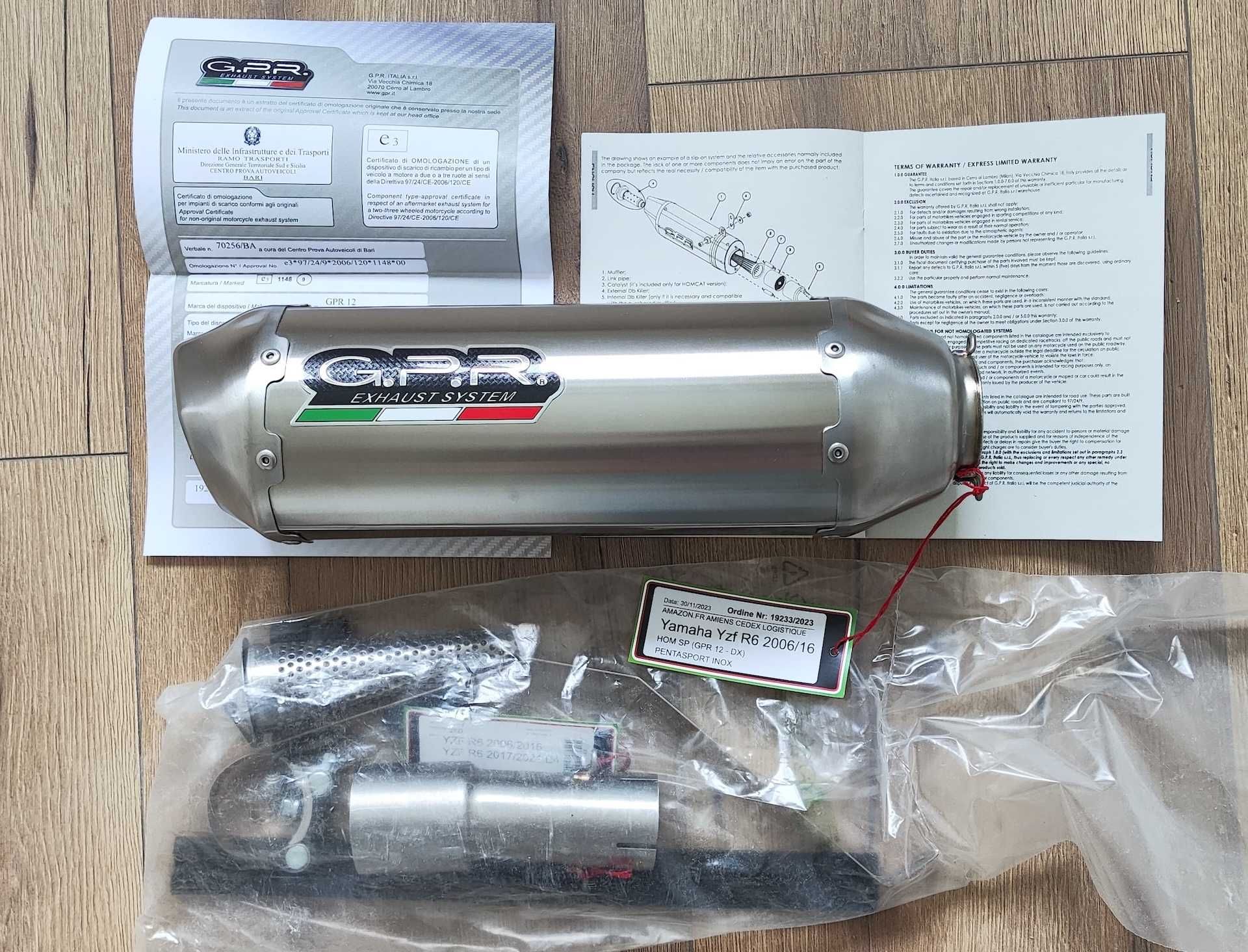 Tłumik układ wydechowy GPR Yamaha Yzf R6 2006/2016 homologacja