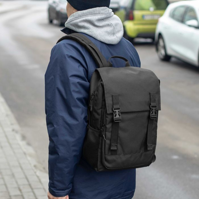 Міський рюкзак чорний тканинний ТENTAUR молодіжний портфель на 18 л