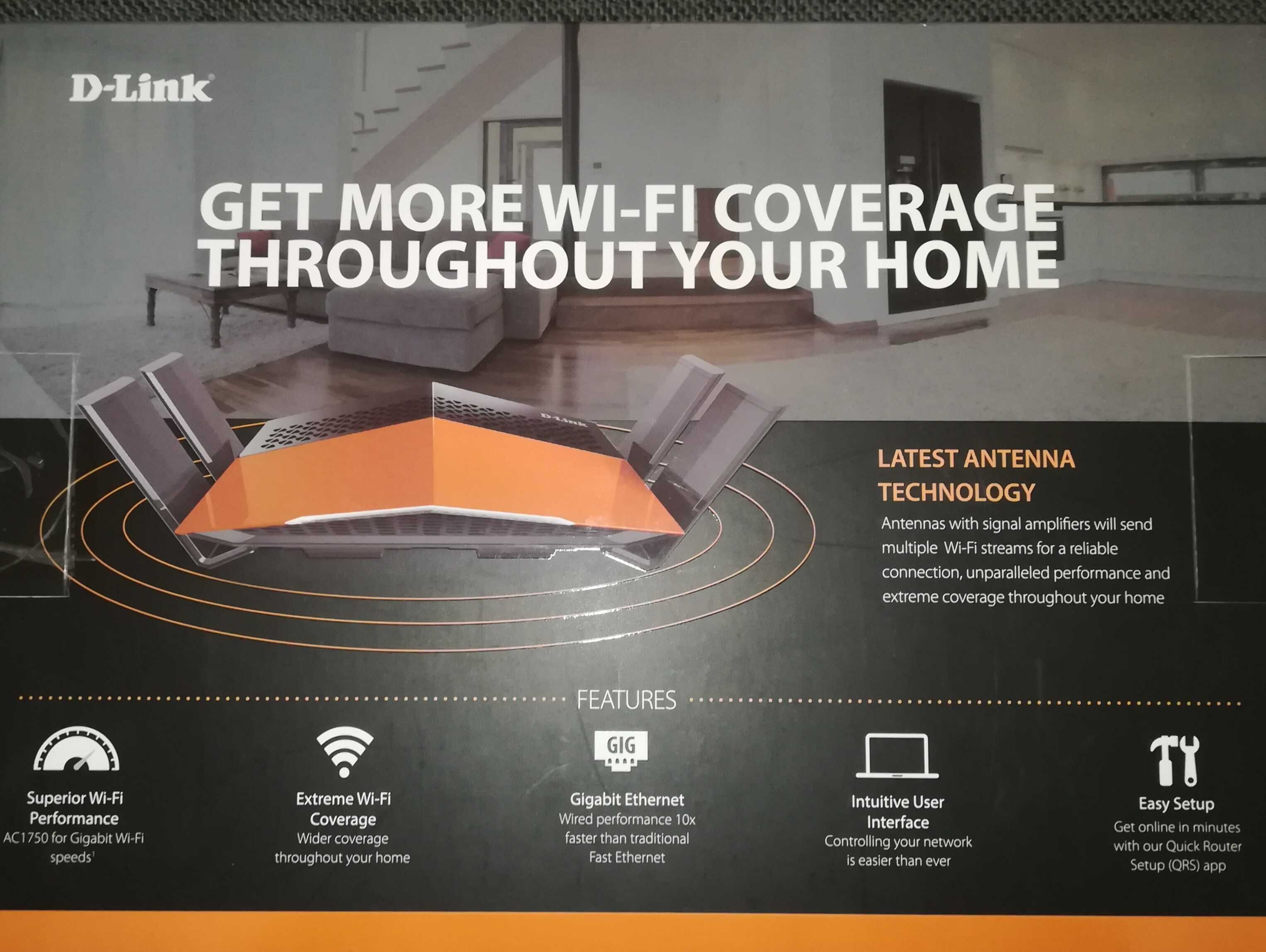 Router D-Link AC1750 Wireless Dual-Band Wi-Fi Novo