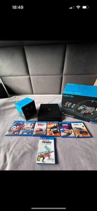 Zestaw PS4 pro, kierownica Logitech g29,shifter i gry