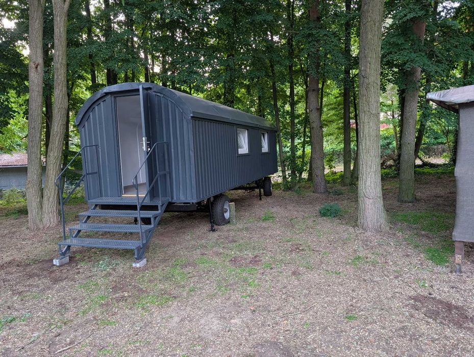 Wóz Drzymały, kemping, po remoncie piękna przyczepa na działkę 7,5/2,5