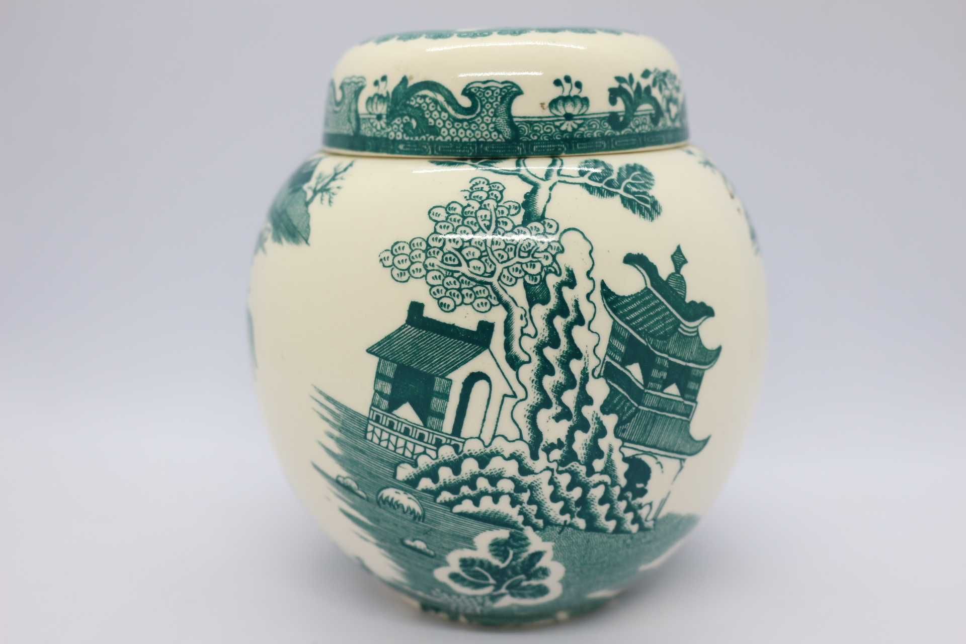 Vintage Pote porcelana Inglesa Mason's Verde Pagodes