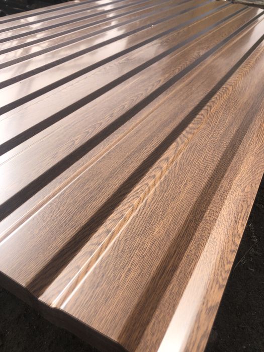 Профнастил стеновой 3D дерево золотой дуб, камень серый 3Д