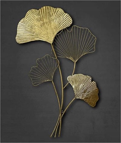 Zeya Metalowa Dekoracja Ozdoba Ścienna Złota 46x75 Cm