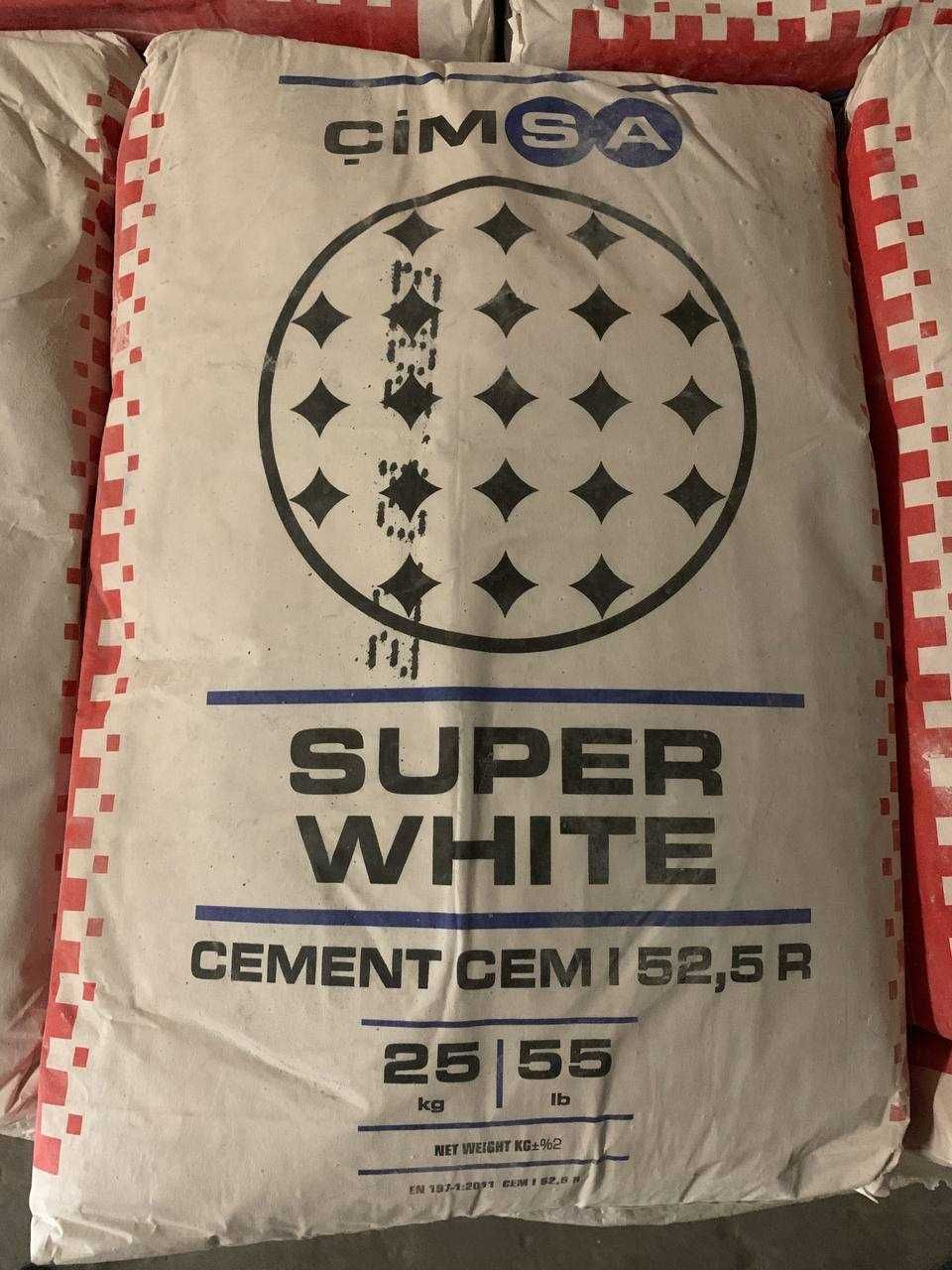 Цемент білий CIMSA M-600 I 52,5 R, Туреччина, мішок 25 кг