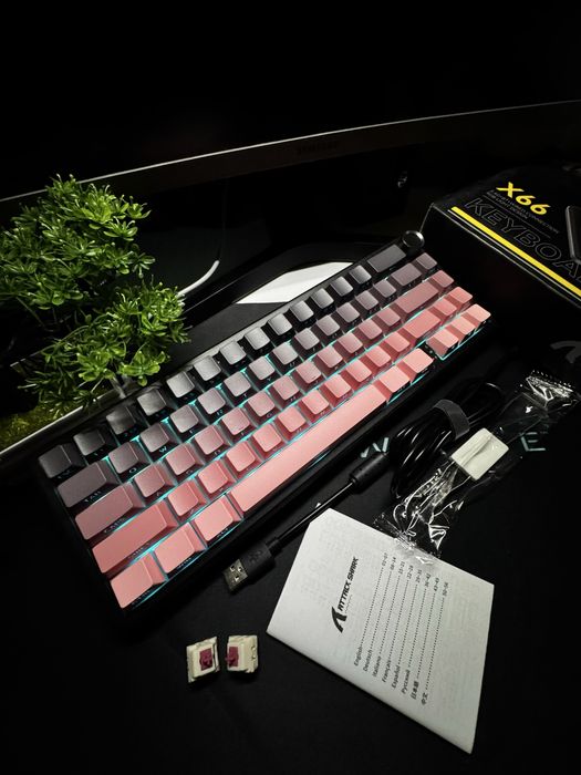 ‼️• Бездротова клавіатура Attack Shark X66 Pink  Gradient •‼️