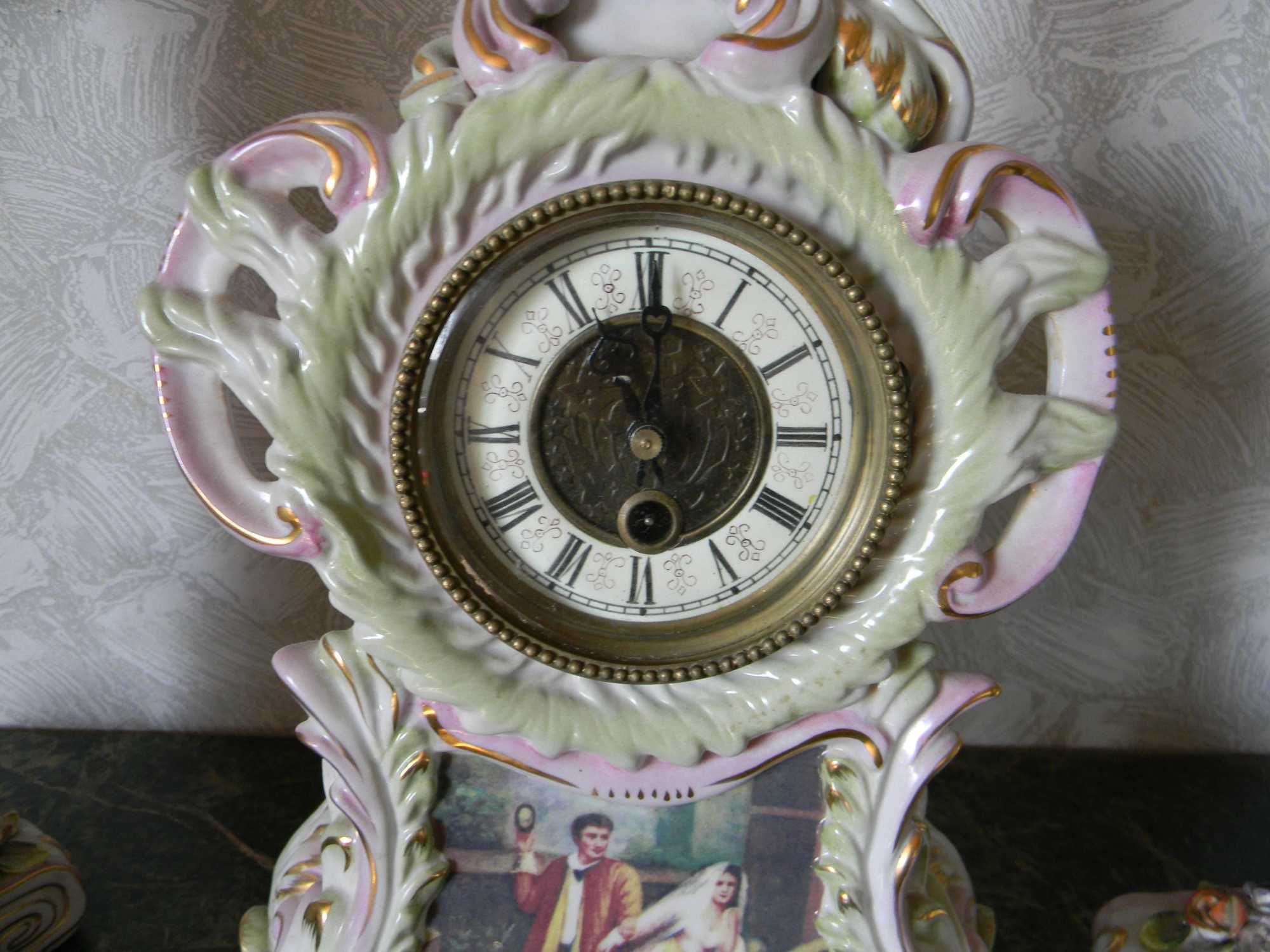 Zegar kominkowy, dwa kandelabry (Derby XVIII wiek) antyk