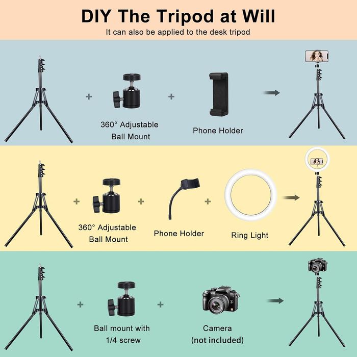 Lampa pierscieniowa do vlogowania Selfie RGB ze statywem MAXI zeataw