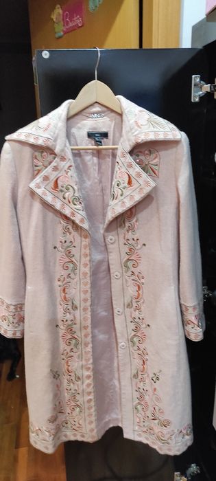 Casaco 3/4 de fazenda rosa bordada XL
