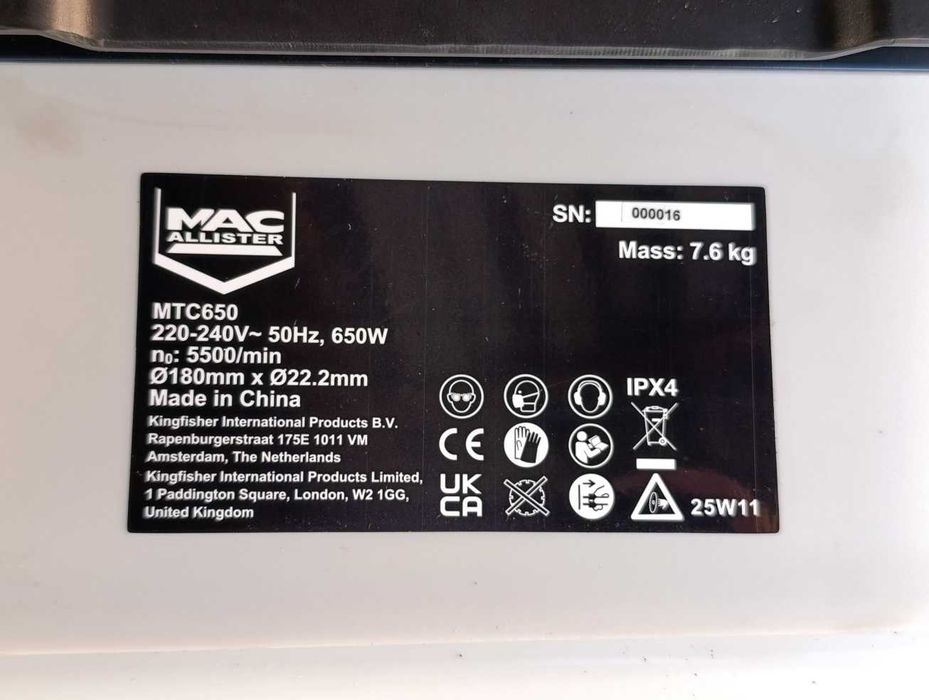 Piła do płytek Macallister MTC650 stołowa elektryczna na mokro 650W