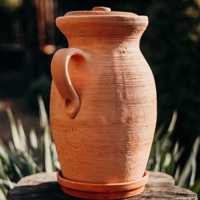 Dzbanek gliniany filtrujący 4 l. Naturalny. Atest+podstawka + pokrywka