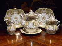 Serviço de chá antigo, em porcelana, vitoriano, século XIX