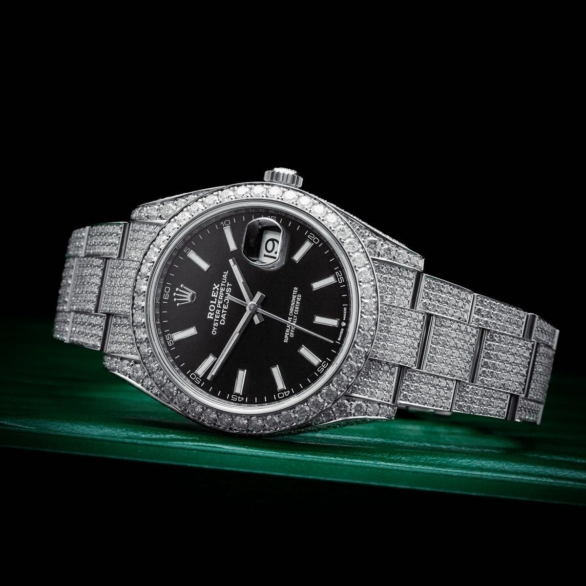 FULL ICED Rolex Datejust 41 black dial